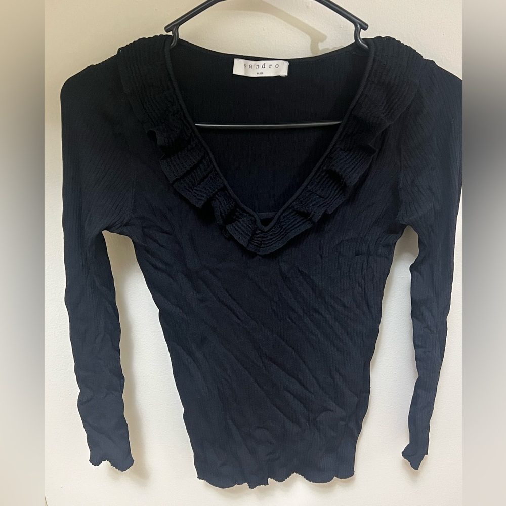 Samdro black sweater ruffles